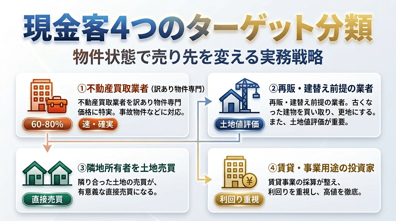 現金客4つのターゲット分類を示したインフォグラフィック