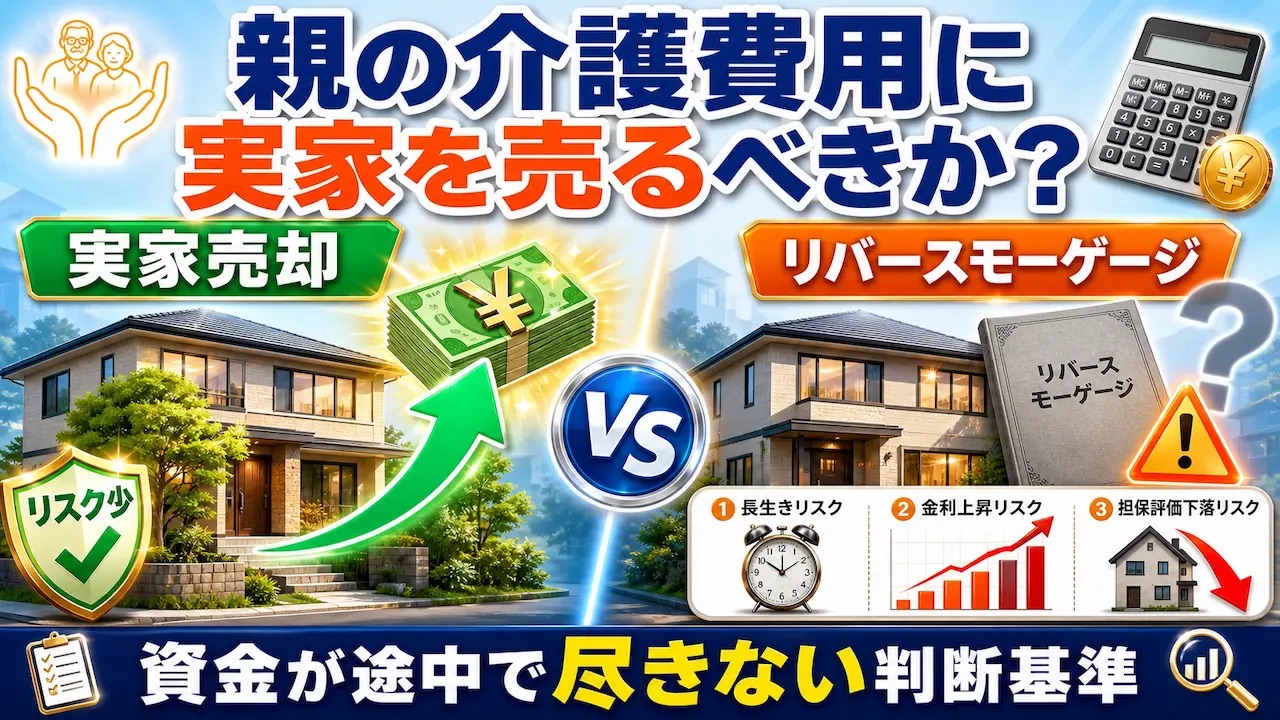 親の介護費用、実家売却vsリバースモーゲージ。3つのリスクを図解