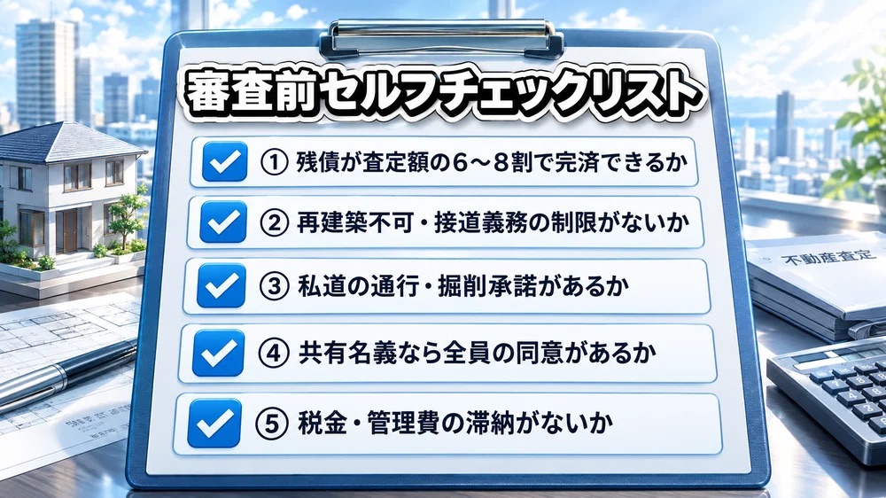 リースバックの審査で見られる権利関係・残債バランスのセルフチェックリスト画像