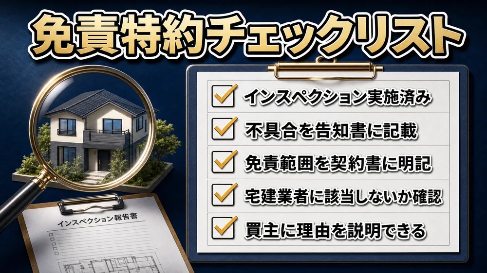 免責特約を検討する際にインスペクションと合わせて確認すべき5項目のチェックリスト画像