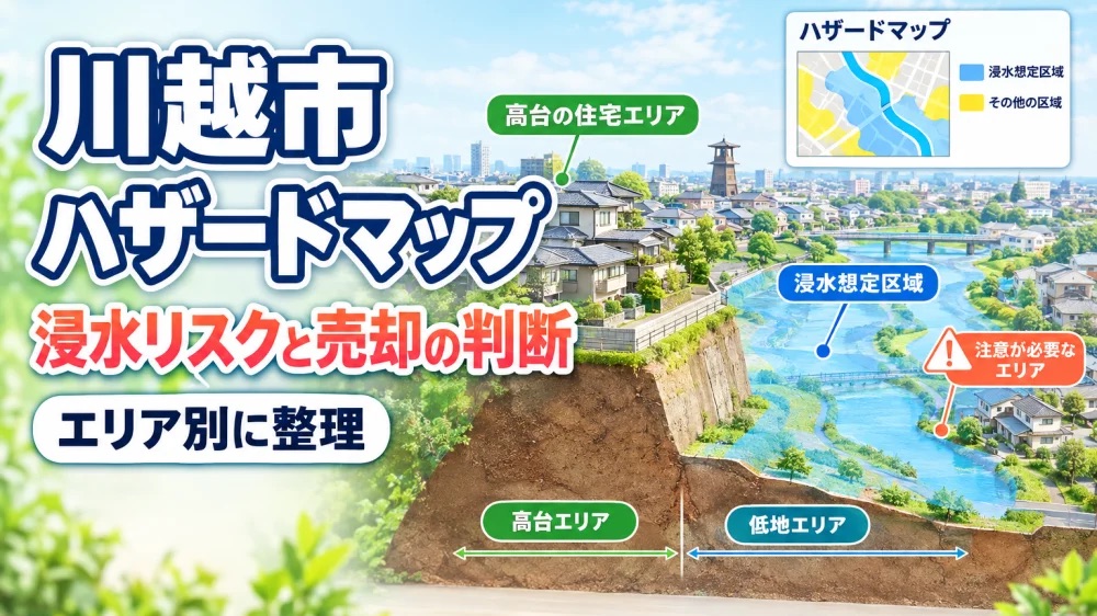 川越市ハザードマップと不動産売却の判断ポイントを解説するサムネイル画像