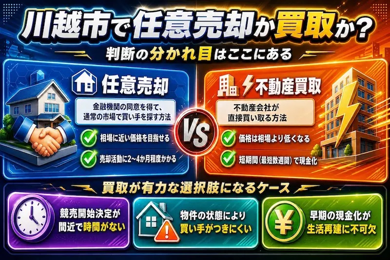 任意売却と買取の比較—川越市での判断基準を図解